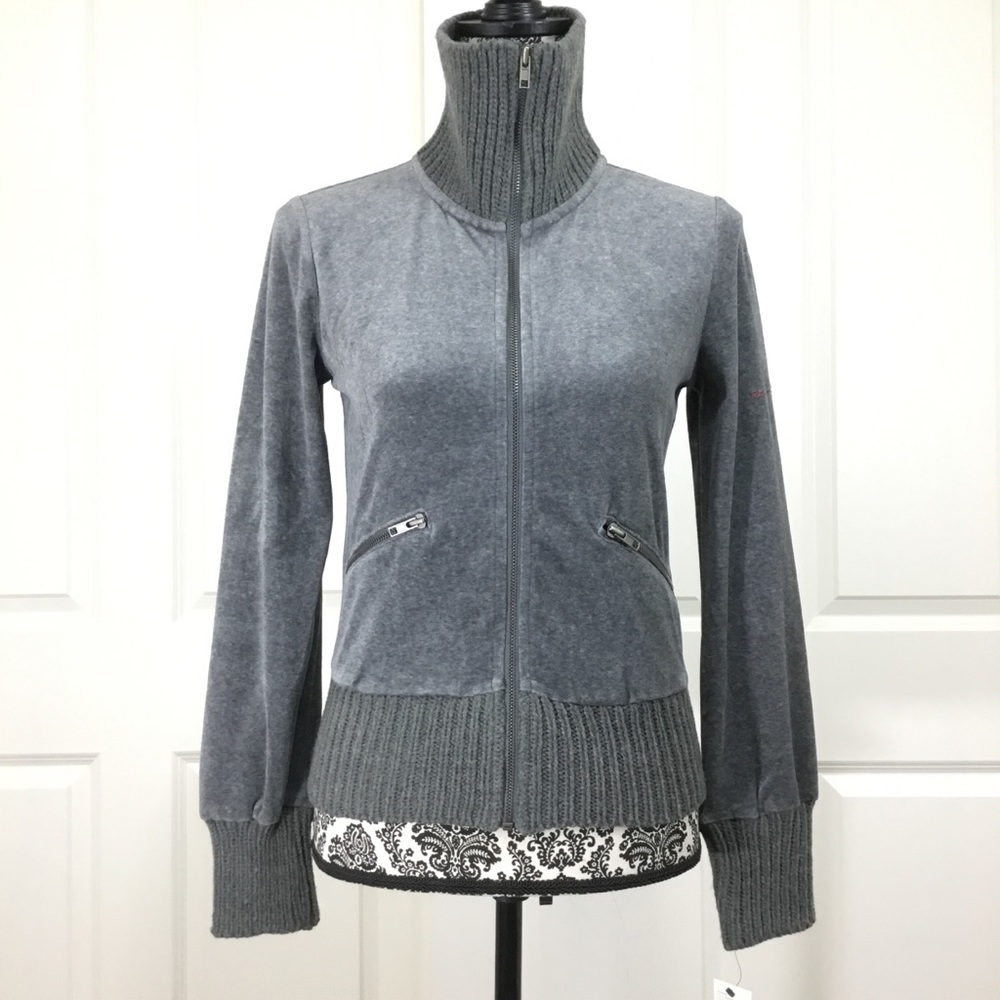 DKNY Active Ribbed Trim Velvet Jacket S
